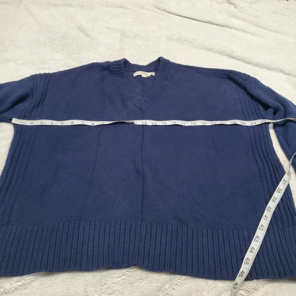 Loft Navy Blue Knit Sweater Women XL Casual Cozy Capsule Classic Basic‎ Simple - Picture 5 of 7